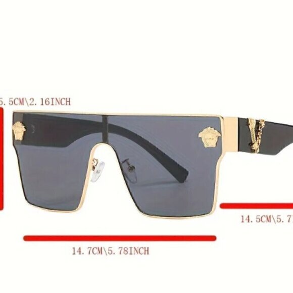 Large one piece Aviator Shades Driving beach Women Men Sunglasses Black Gold - Picture 2 of 6